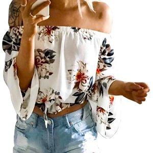 Off Shoulder Floral Blouse